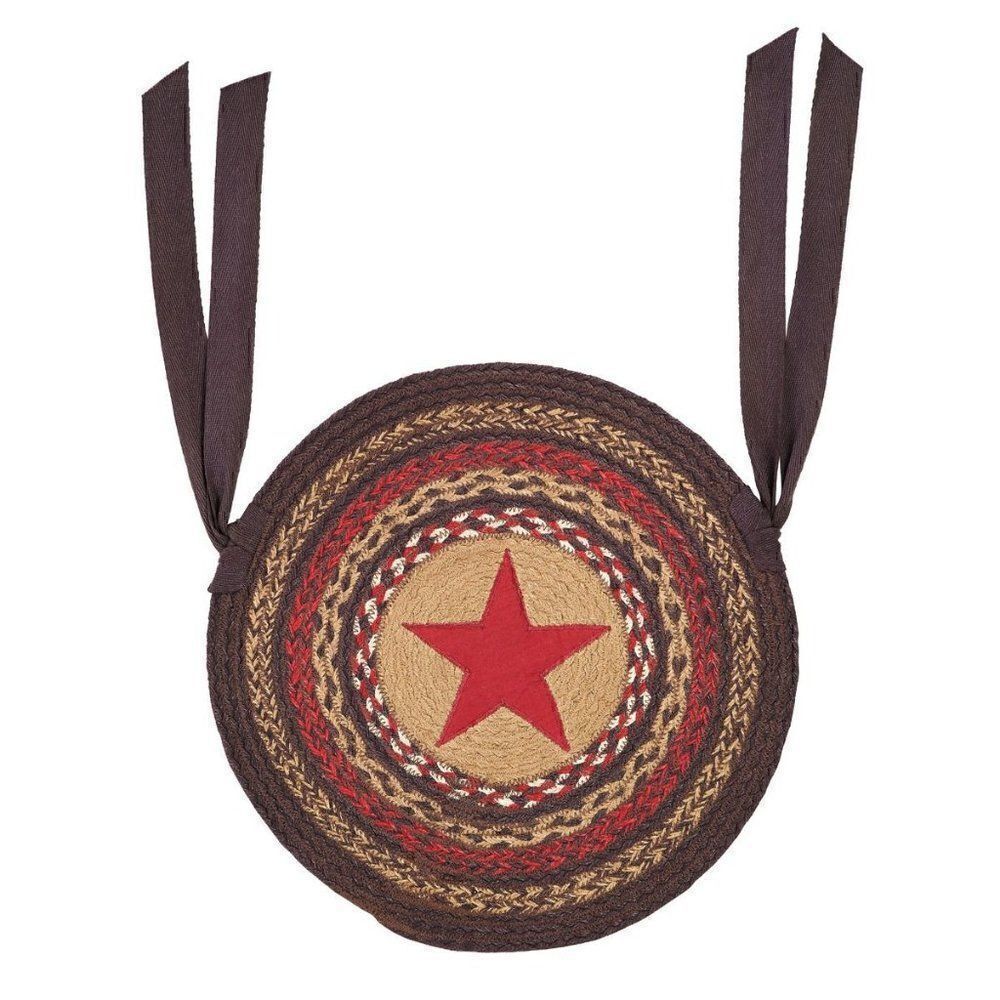 Farmhouse Landon Star Jute Braided Chair Pad 15 inch Country